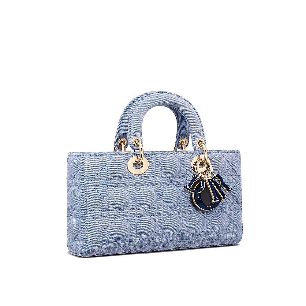欧洲直邮dior迪奥ladydjoy系列女士蓝色吊饰通用款女包