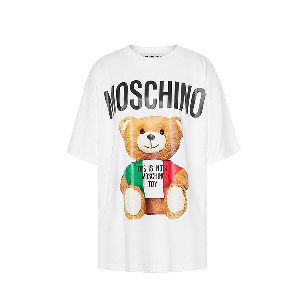 香港直邮moschino莫斯奇诺泰迪熊logo印花意大利国旗限定t恤