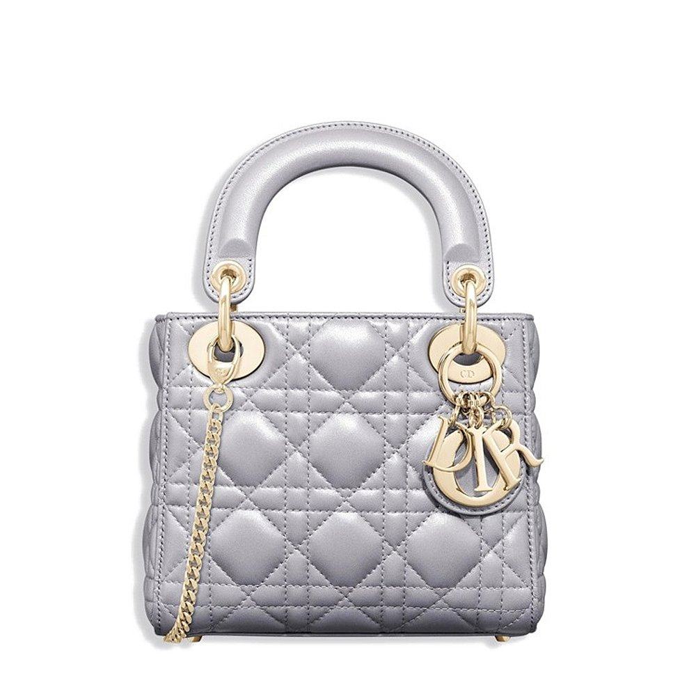dior欧洲直邮迪奥经典lady系列女士迷你灰色女士包袋