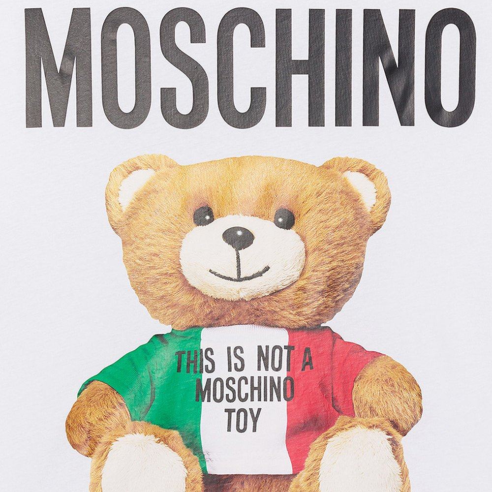 香港直邮moschino莫斯奇诺泰迪熊logo印花意大利国旗限定t恤