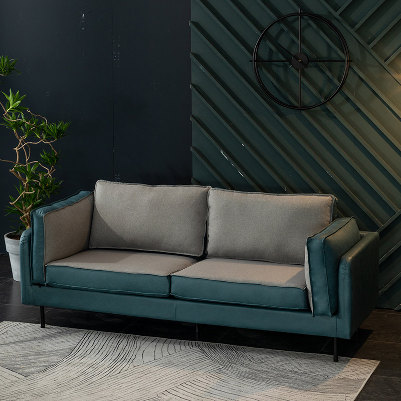 沙发北欧科技布拼色小户户型客厅卧室双人三人布艺沙发