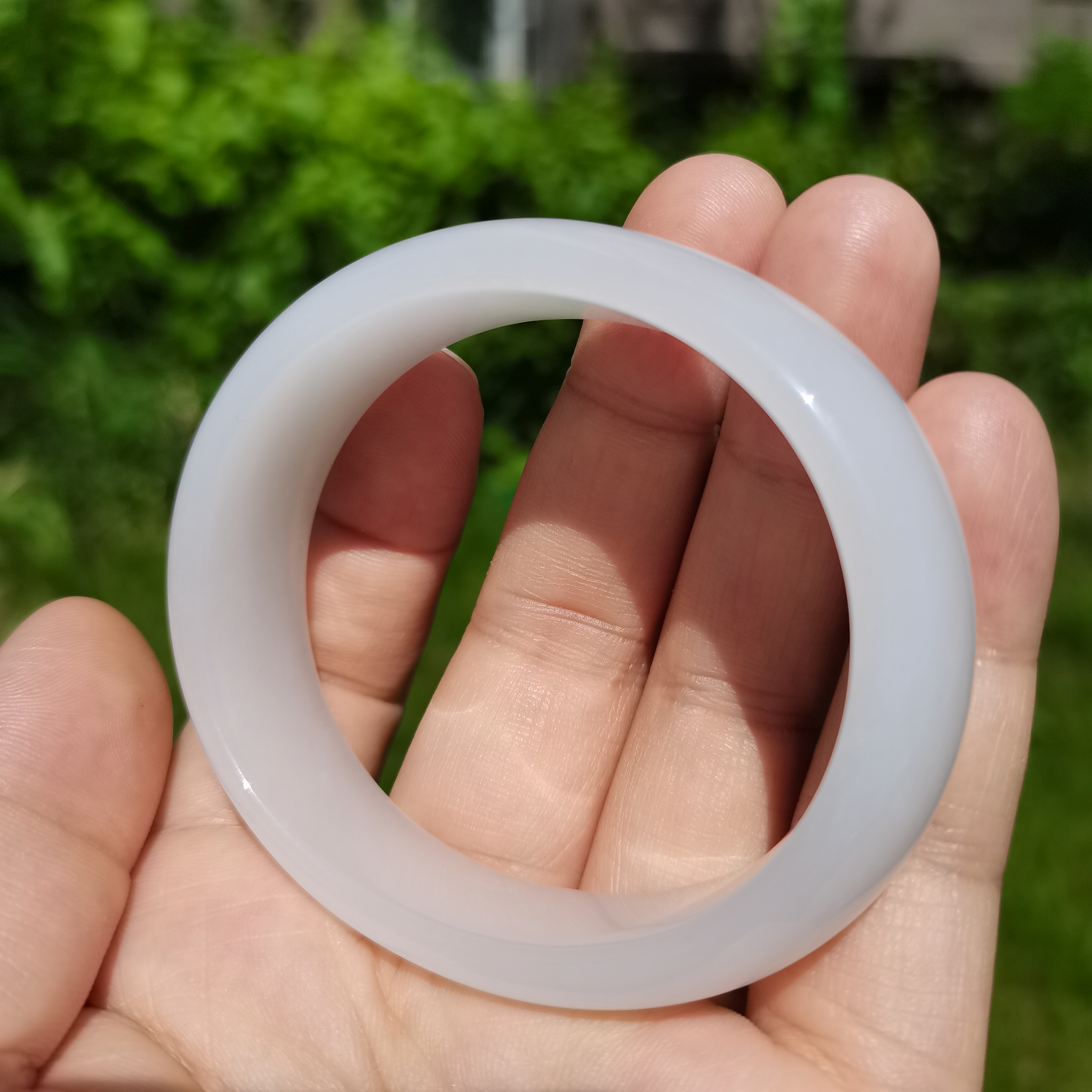 新疆和田玉贵妃手镯羊脂白玉金丝玉女士旺夫玉镯手饰