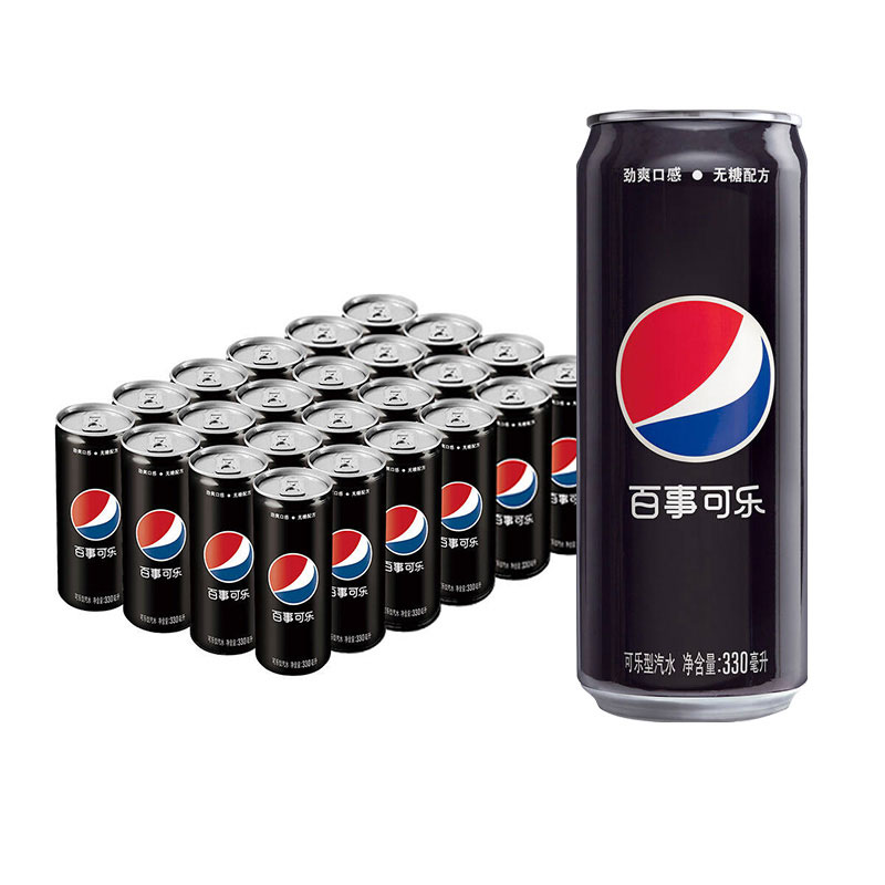 百事可乐 摩登黑罐无糖 330ml*24罐整箱碳酸饮料无糖汽水夏日饮品