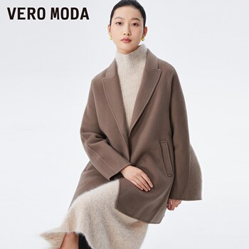 Vero Moda Ole Woolen Coat Women's Winter Clearance Pure Sheep Wool Lapel Straight Waist Commuting Jacket