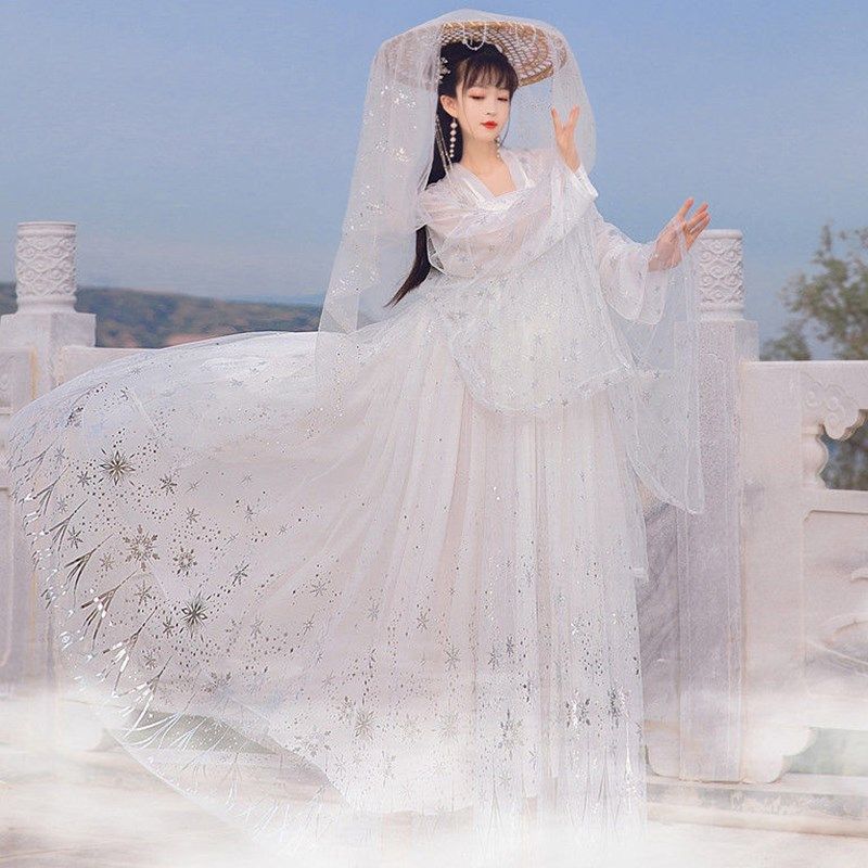 汉服女【汣渡】古风中国风仙气齐胸齐腰六米襦裙白菜整套飘逸古装