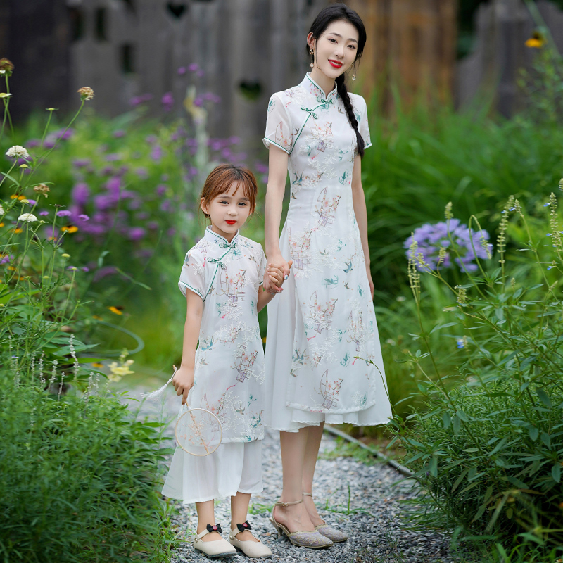 母女亲子装夏款亲子旗袍2022新款改良中国国风亲子装