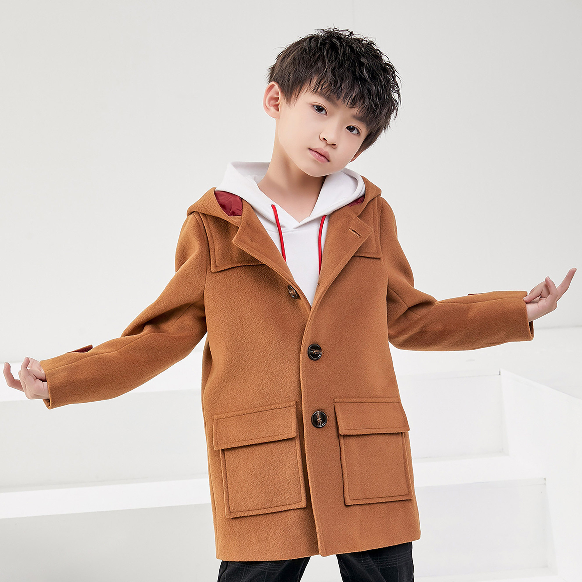 一贝皇城男童风衣2018秋装新款儿童中长外套童装普通外套