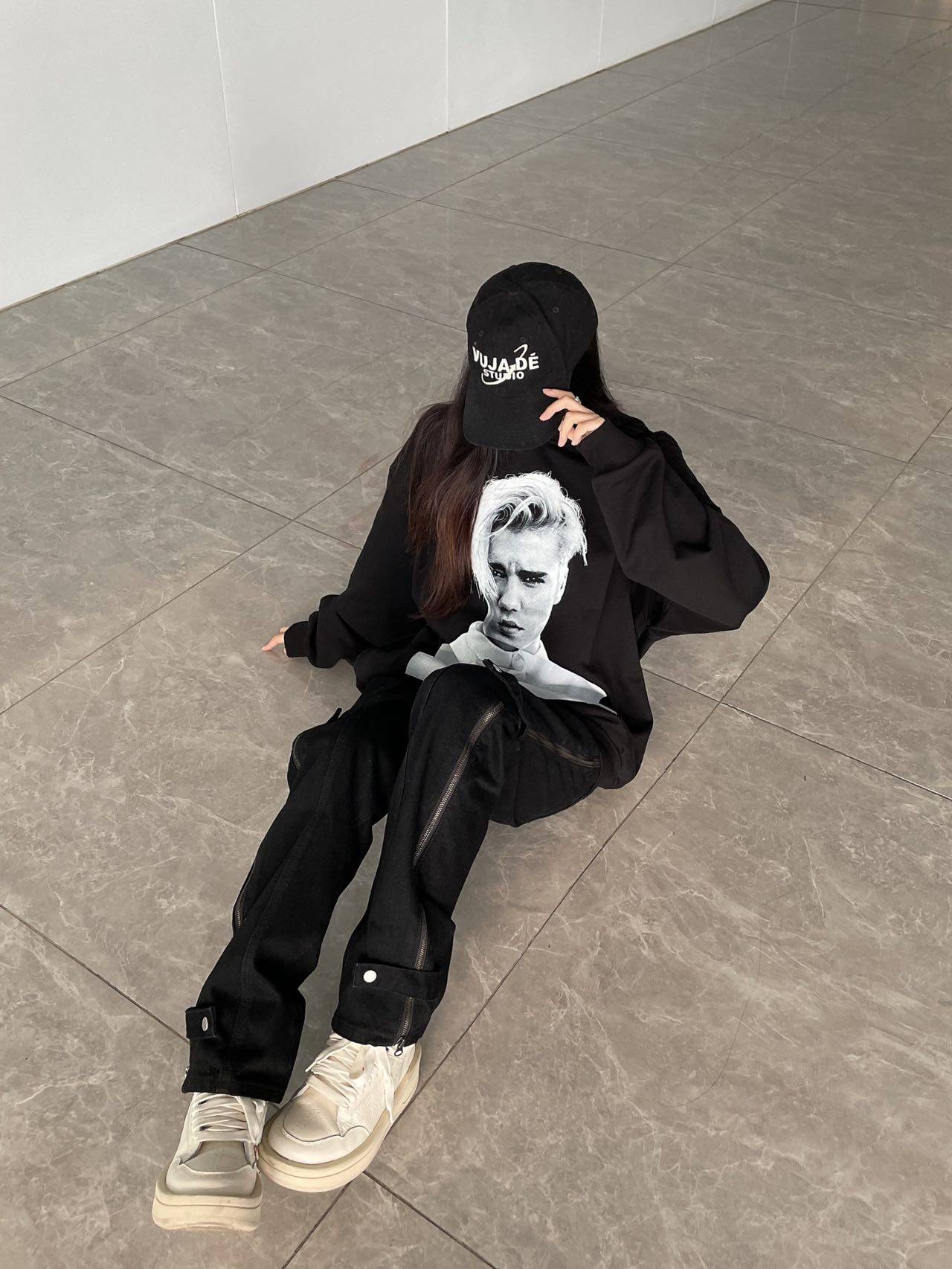 purposetour贾斯汀比伯图案印花卫衣美式休闲宽松情侣卫衣