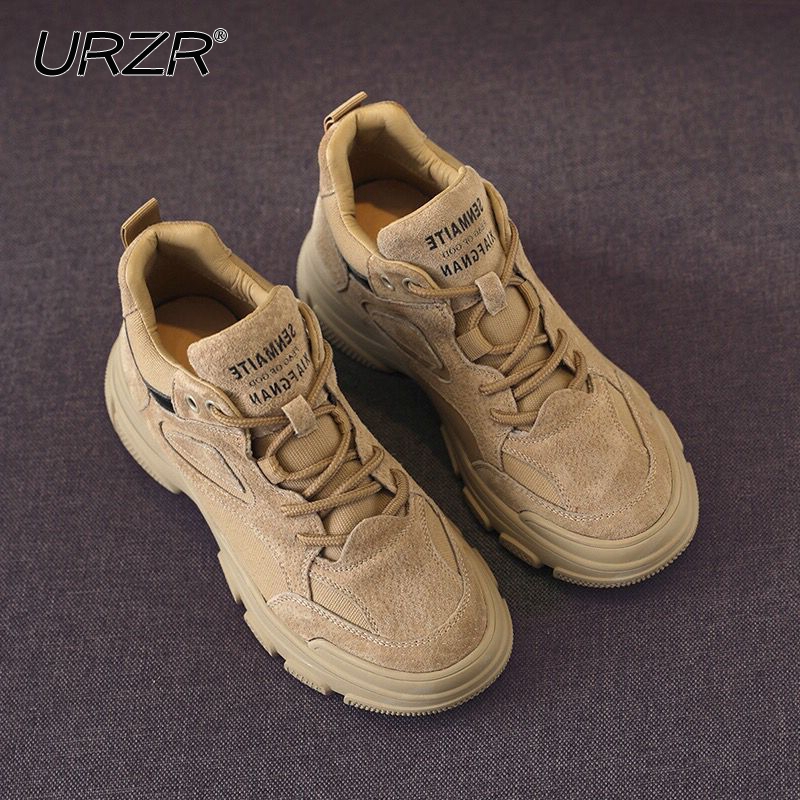 urzr真皮老爹鞋女ins潮2022夏季新款网红韩版百搭休闲运动女鞋子