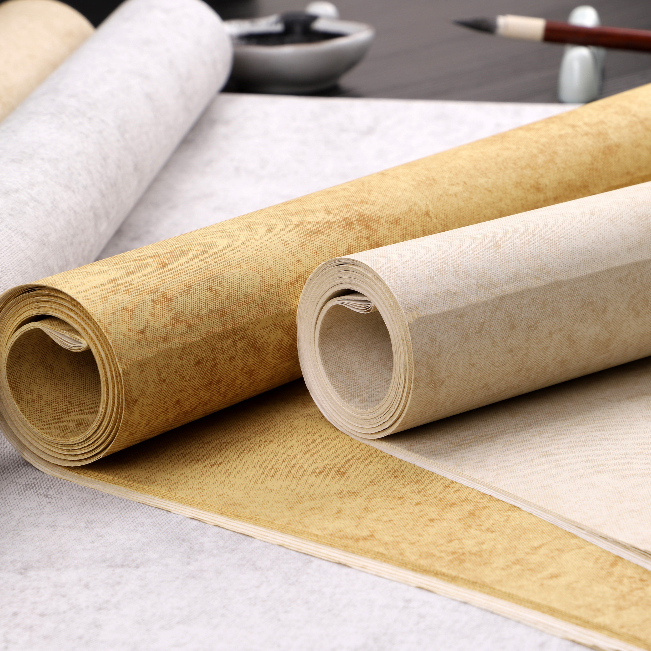 作品国展安徽整张比赛投稿粟笺旧金仿古四尺宣纸