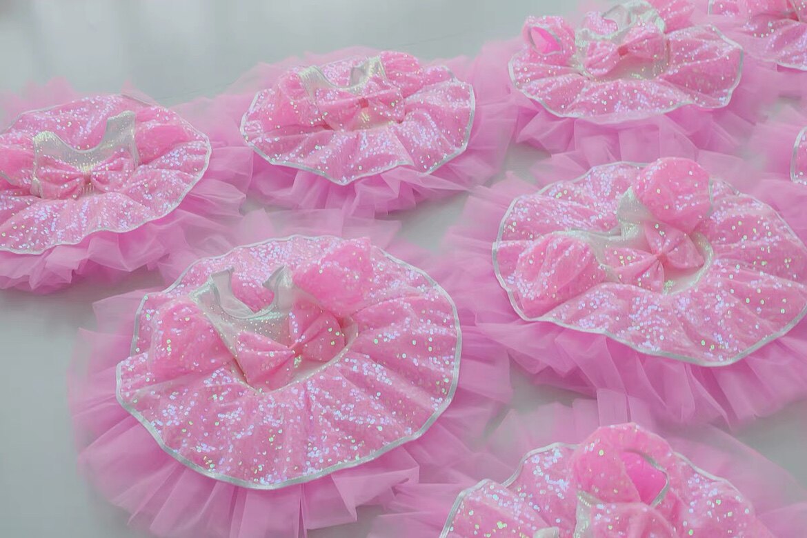 儿童元旦舞蹈演出服幼儿可爱粉色亮片纱裙女童儿童演出服