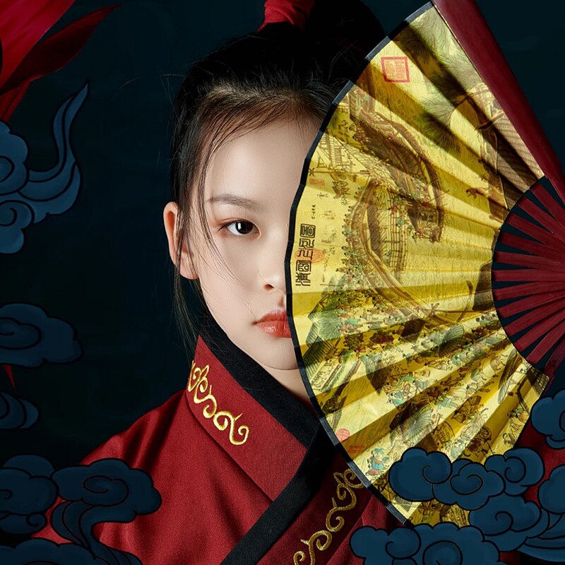 女童花木兰汉服表演服装夏男女孩武侠古装夏季唐装