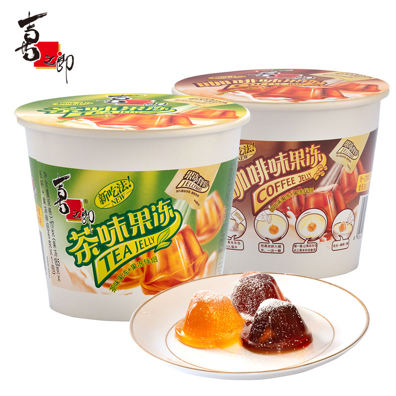 喜之郎茶味咖啡摇滚果冻117g杯装桶装儿童水果果冻