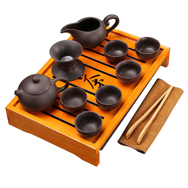 功夫功夫茶茶具套装家用小套陶瓷茶杯紫砂茶壶功夫茶具