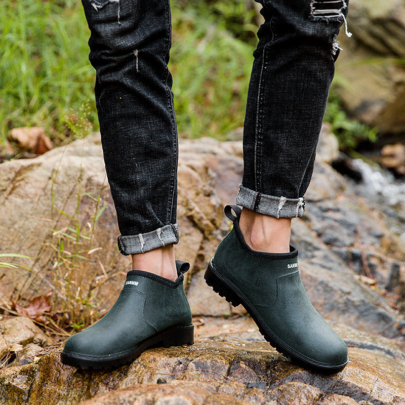 防滑雨鞋男潮夏季低帮时尚钓鱼厨房工作鞋滑水雨鞋