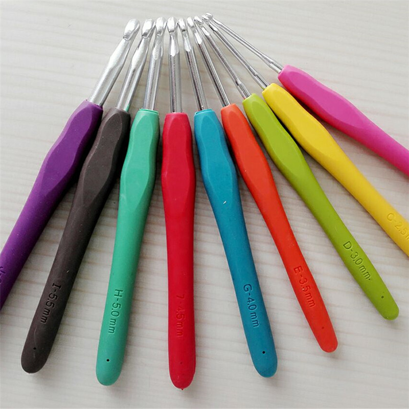 钩针 软柄钩针 糖果色钩针 编织工具 毛衣针不锈钢钩针 一套9根
