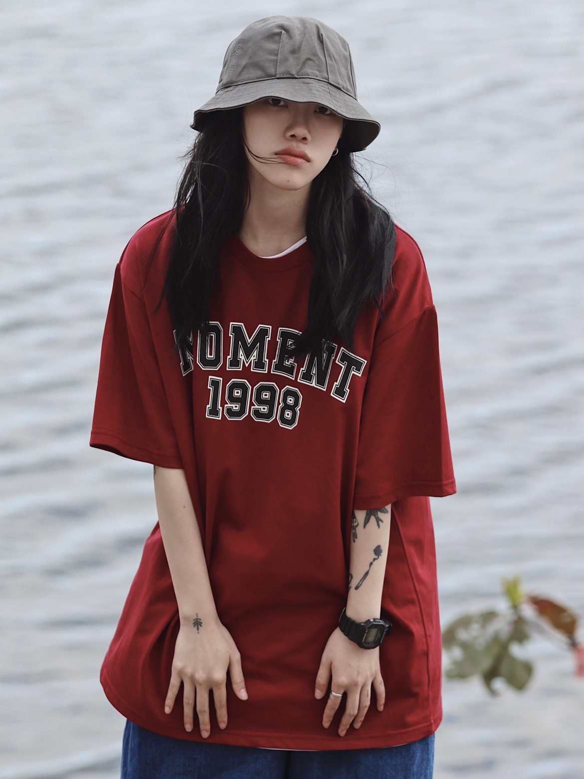 CourangRve 日系ins夏季字母印花短袖T恤男女宽松bf风休闲半袖T恤