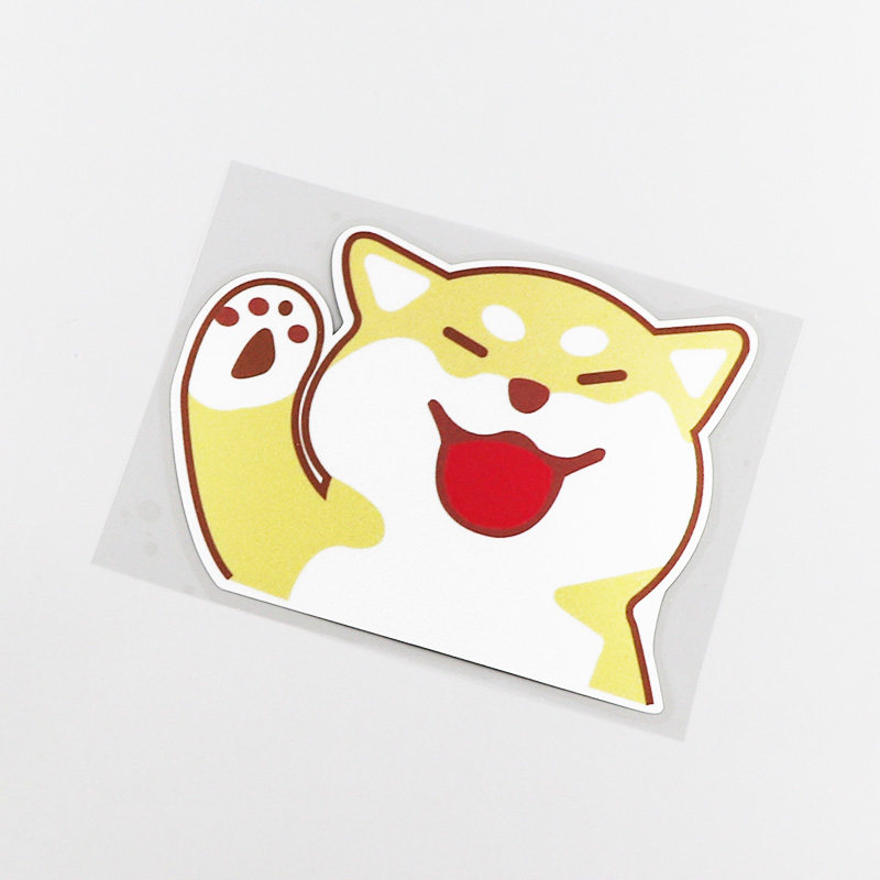 yjzt可爱柴犬招手卡通通车贴纸划痕遮挡汽车装饰汽车装饰贴