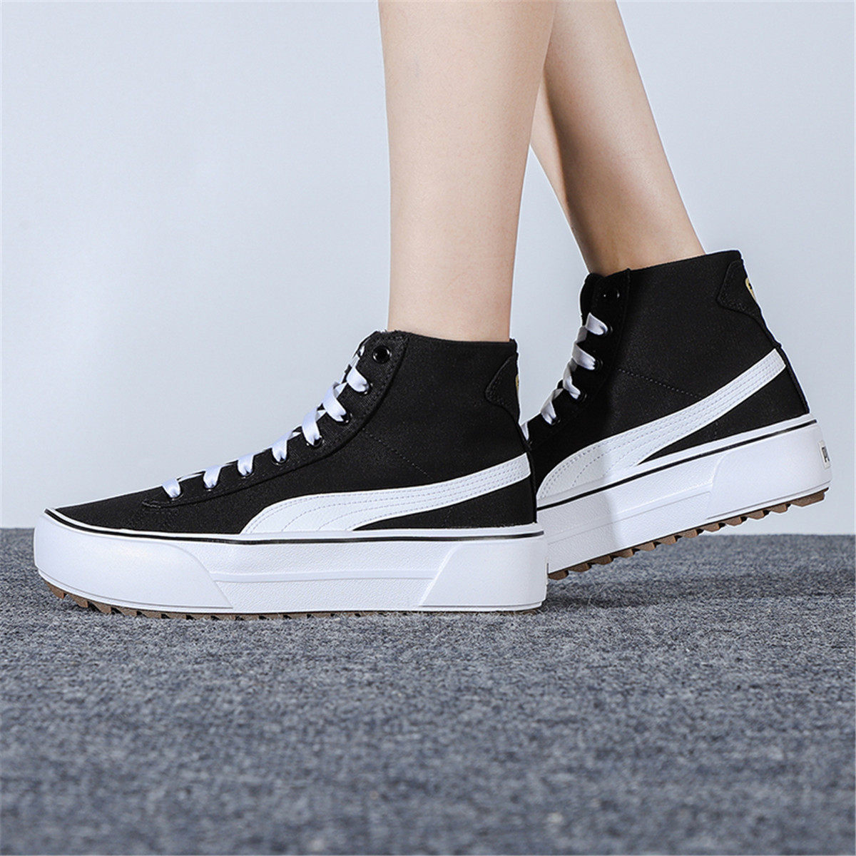 直营puma彪马女鞋高帮运动板鞋增高黑色休闲鞋运动休闲鞋