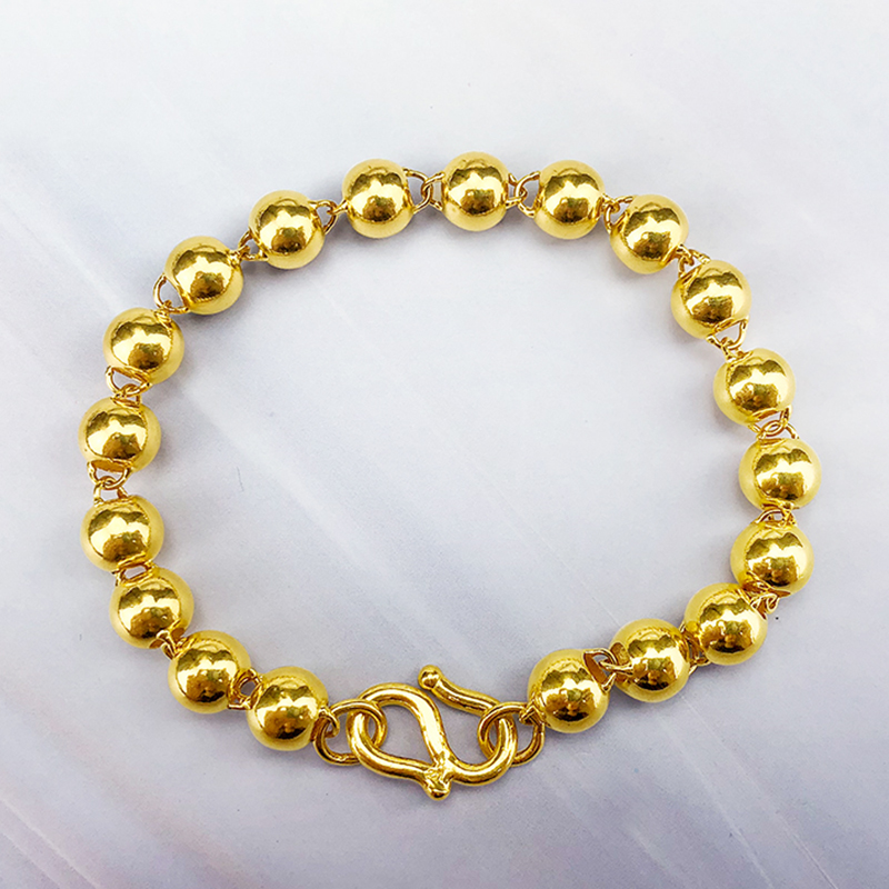 名媛珠宝 黄金光珠手链男女9999足金情侣款珠珠简约气质珠珠手链