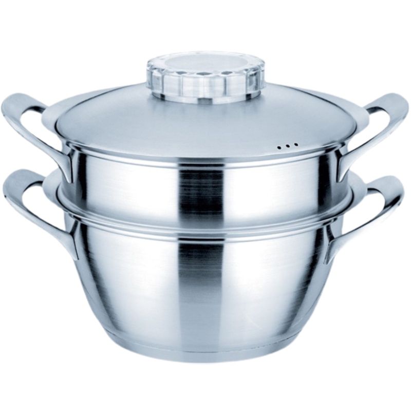 顺发蒸锅家用不锈钢加厚三层复合底带蒸笼炒锅蒸锅