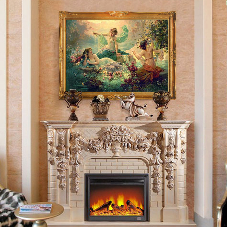 欧式手绘油画客厅别墅挂画玄关壁炉装饰画书房油画