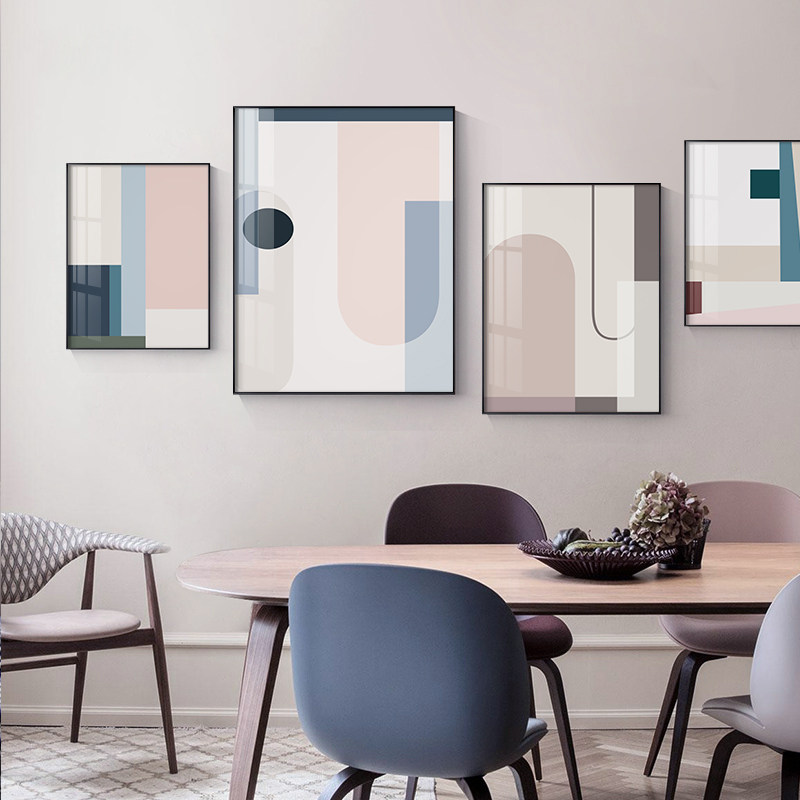 餐厅三幅组合挂画现代简约客厅背景墙装饰画北欧个性现代装饰画