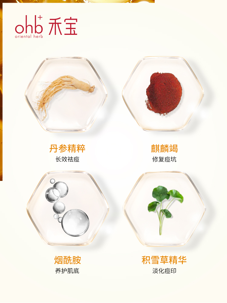 ohb禾宝中药草本祛红肿痘凝胶痘印痘抗控油淡化护肤女青春期学生 - 图2