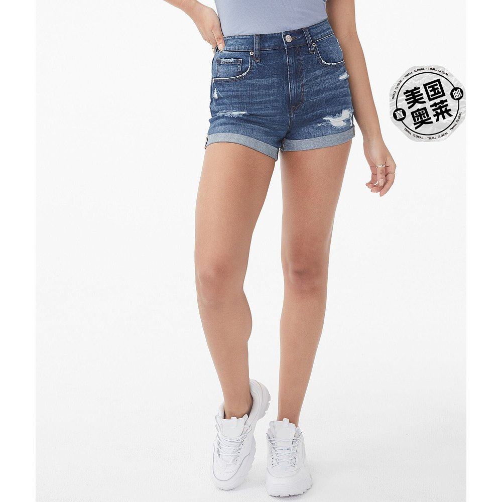 aeropostale女式严重弹力超高高腰牛仔中长短裤中等休闲裤
