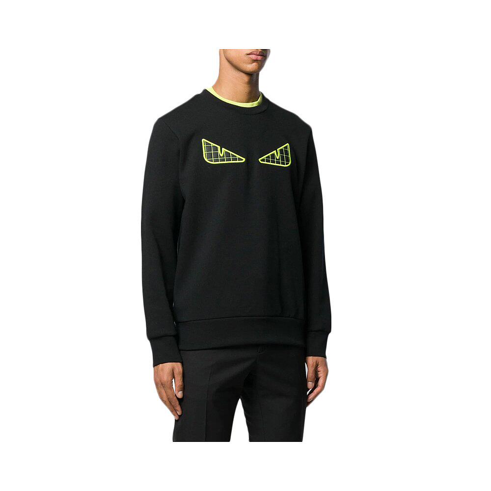 香港直发fendi芬迪秋冬男士黑色棉质时尚小怪兽卫衣