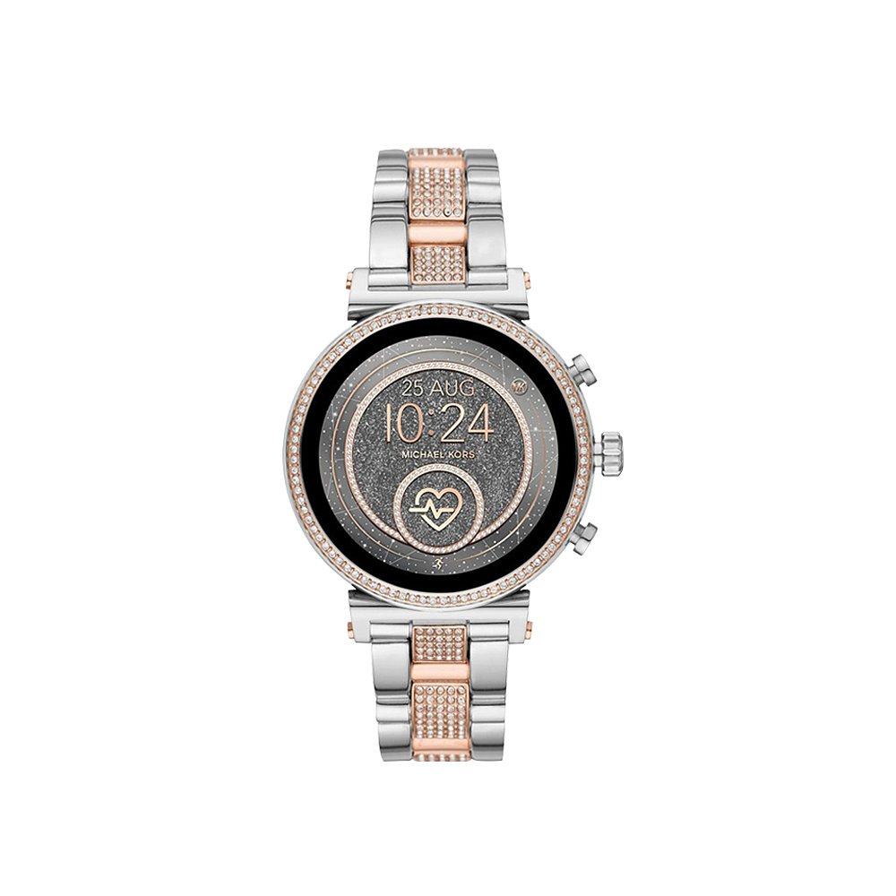 美国直邮mk智能手表女士银色链式表带多功能欧美腕表