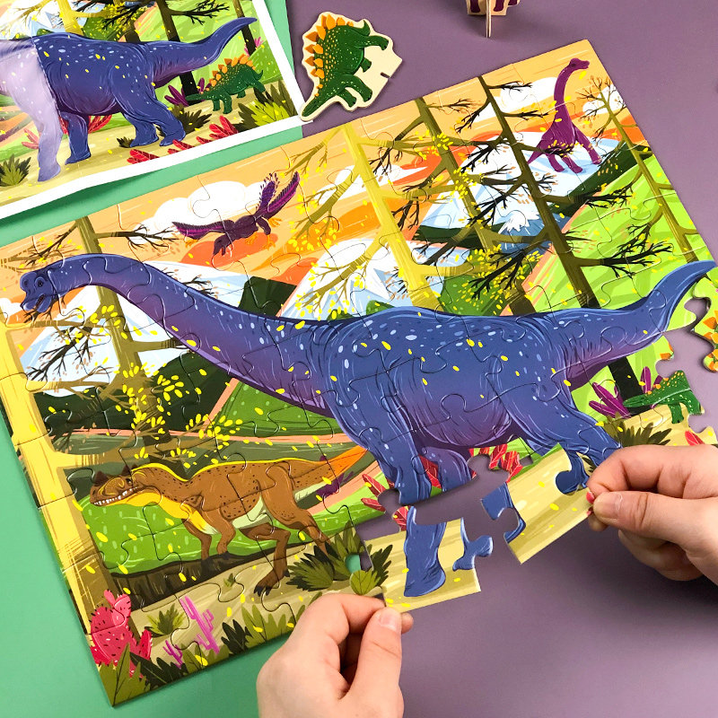 恐龙拼图男孩2346岁以上5幼儿园智力开发宝宝儿童早教益智玩具