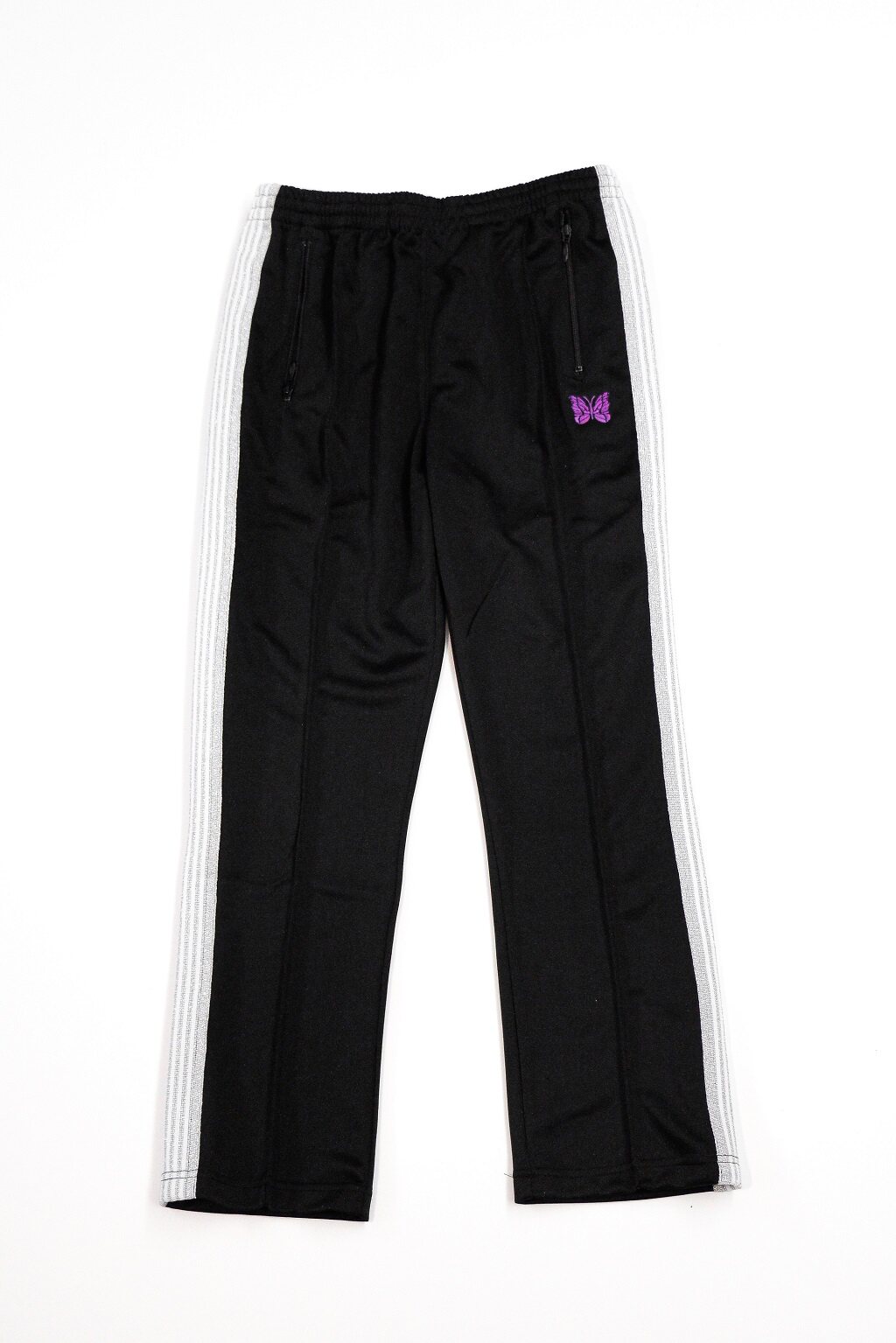 售完needles25周年限定黑银边闪粉蝴蝶刺绣休闲裤运动休闲裤