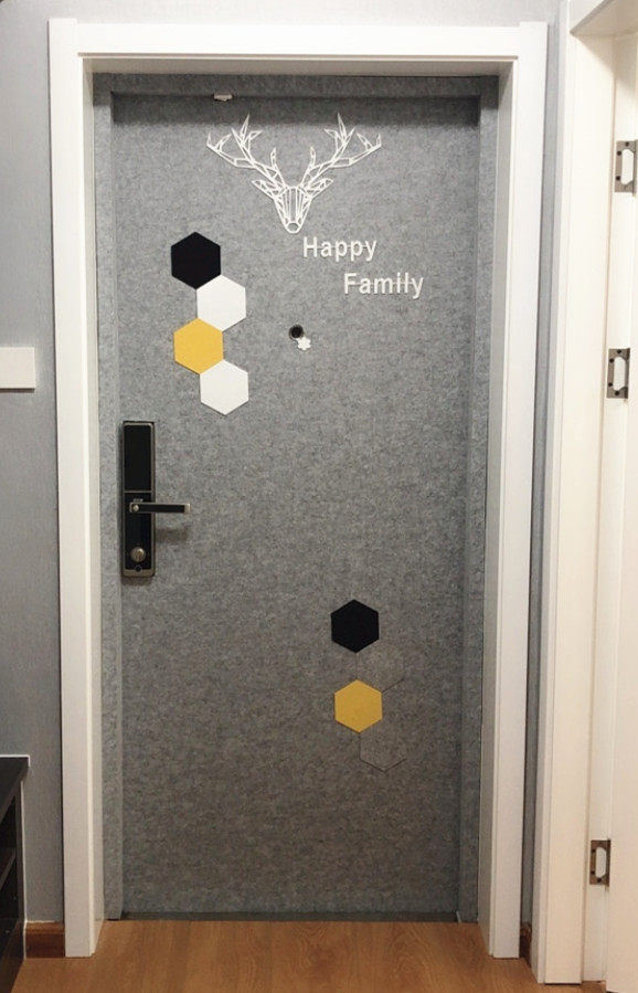 毛毡门贴自粘防盗门入户门改造旧木门翻新创意装饰门贴纸隔音材料