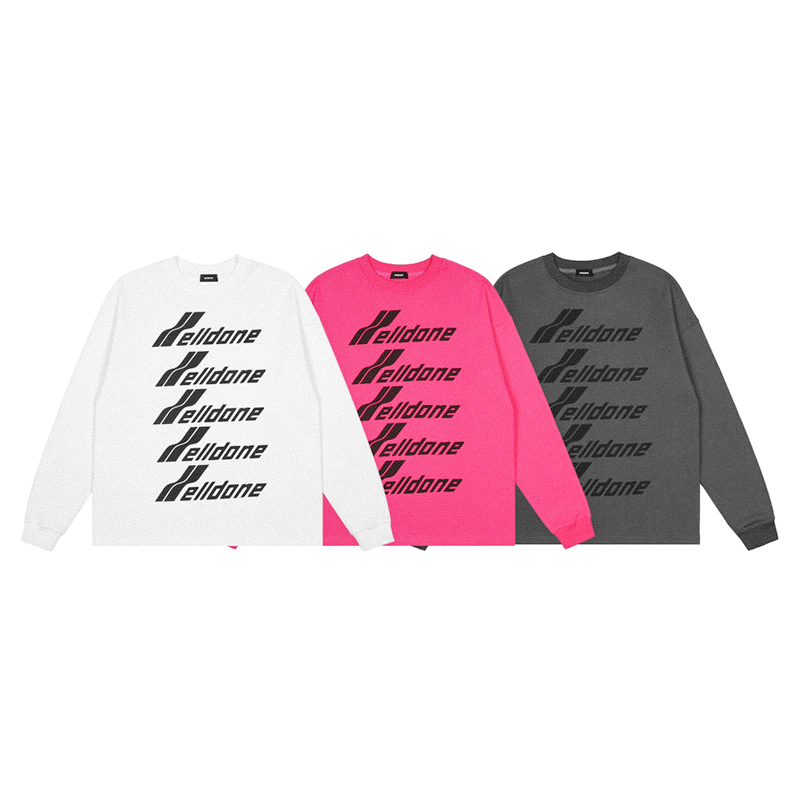 we11done新款字母logo弹幕welldone圆领薄款卫衣宽松t恤
