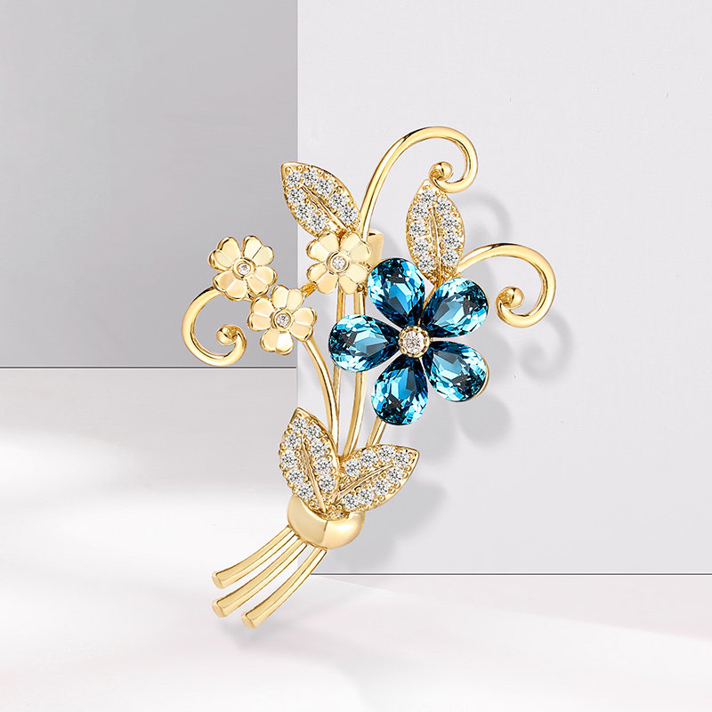 花朵胸针镶钻水晶森系百搭别针西装高档精致胸针