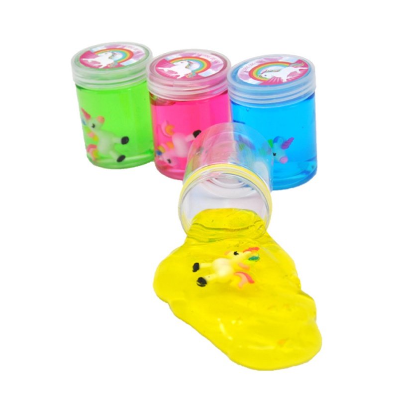 新款圆瓶软胶挂件独角兽公仔动物水晶网红起泡彩泥