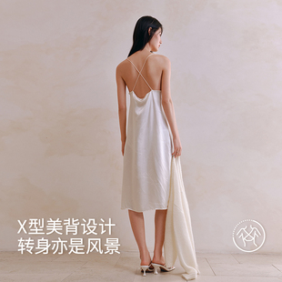 【竹影系列】音儿真丝吊带睡裙女士2025夏新款新中式竹叶提花睡衣