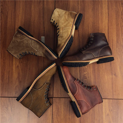 马丁工装短靴中高帮加棉鞋redwing冬季9013英伦机车雪地男靴时装靴
