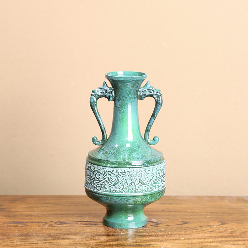 日本回流铜器铜瓶禅意仿古轻奢花瓶摆件复古花瓶