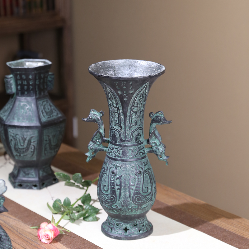 剑山山中国风花瓶仿古青铜器桌面装饰摆件禅意花瓶