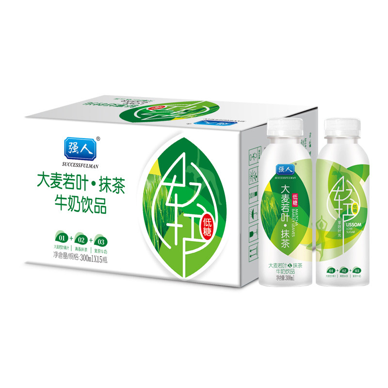强人大麦若叶抹茶牛奶低糖饮品300ml*6瓶青汁牛奶正品营养早餐奶
