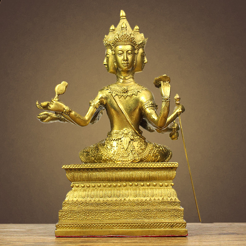 纯铜泰国四面佛佛像大号四面佛大梵天王神像家居店铺装饰摆件