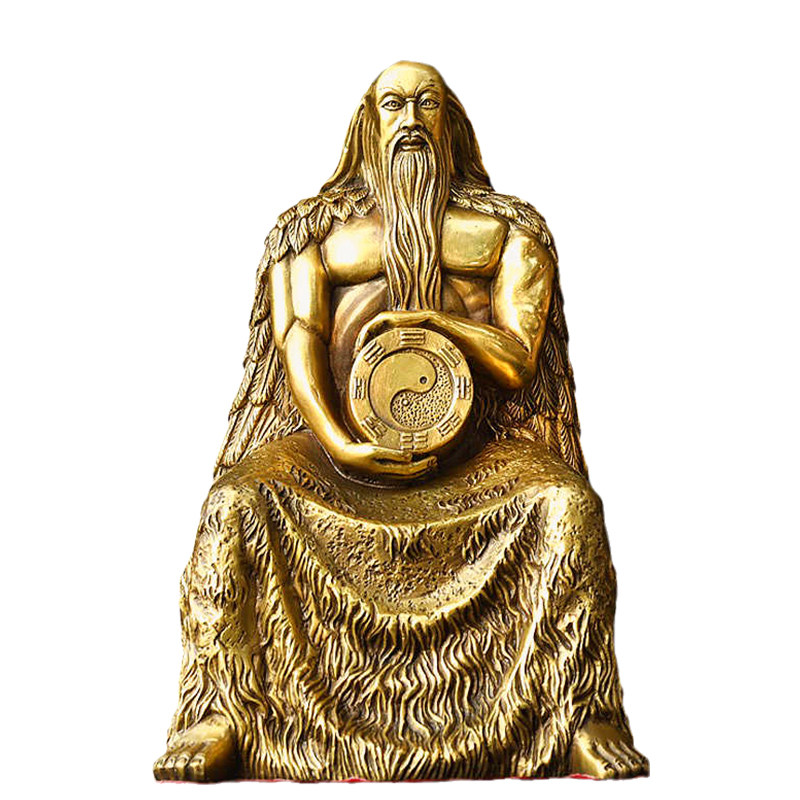 伏羲神像纯铜摆件人王大帝八卦祖师人文始祖摆件