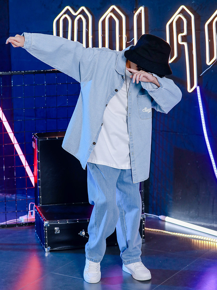 套装街舞少儿演出服潮男女童牛仔帅气hiphop服装儿童演出服