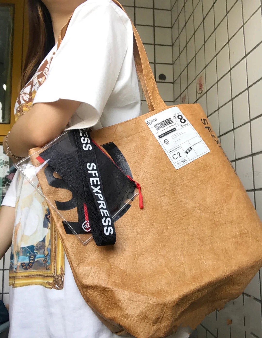 顺丰包复古休闲包休闲单肩复古托特纸袋杜邦环保女士包袋