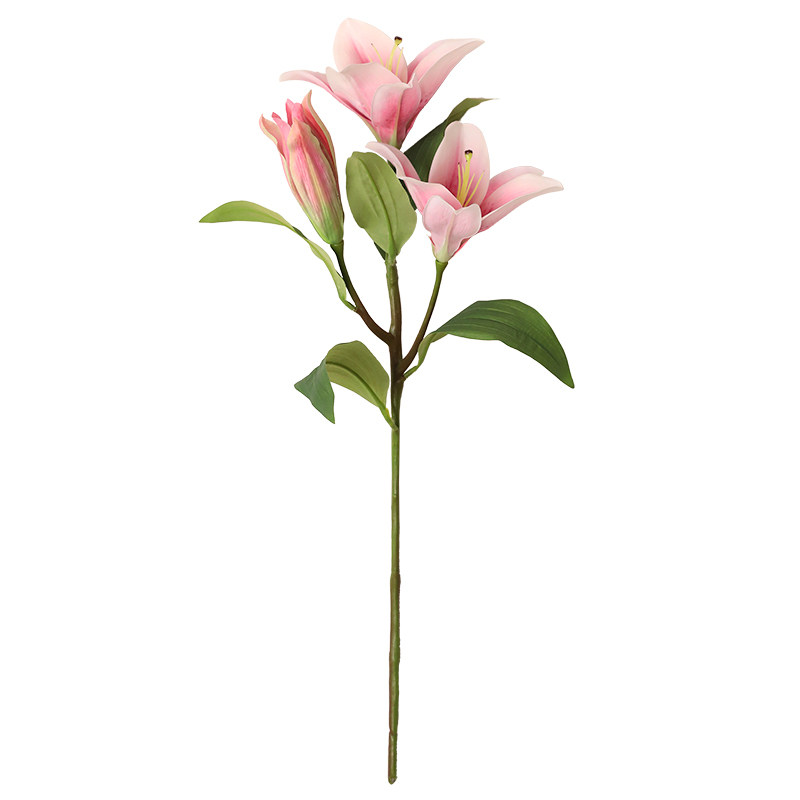 泰环高档3头百合花仿真花假花单支花头家居客厅仿真花