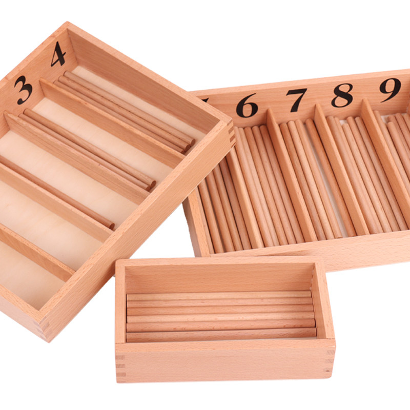 蒙特蒙台梭利蒙氏早教教具纺锤棒箱数数数学儿童早教教具