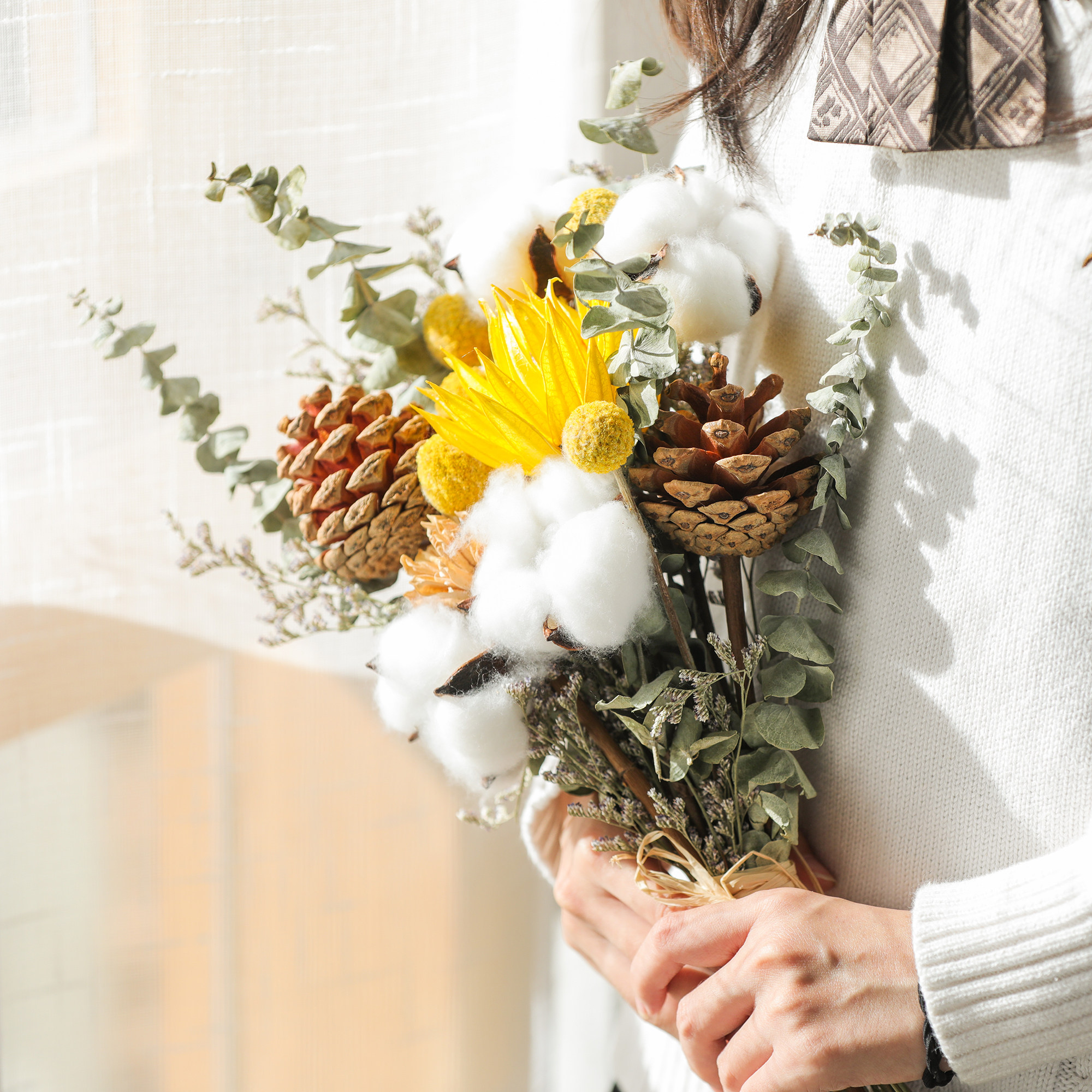 干花花束乐作flora棉花ins风干天然家居摆设干花