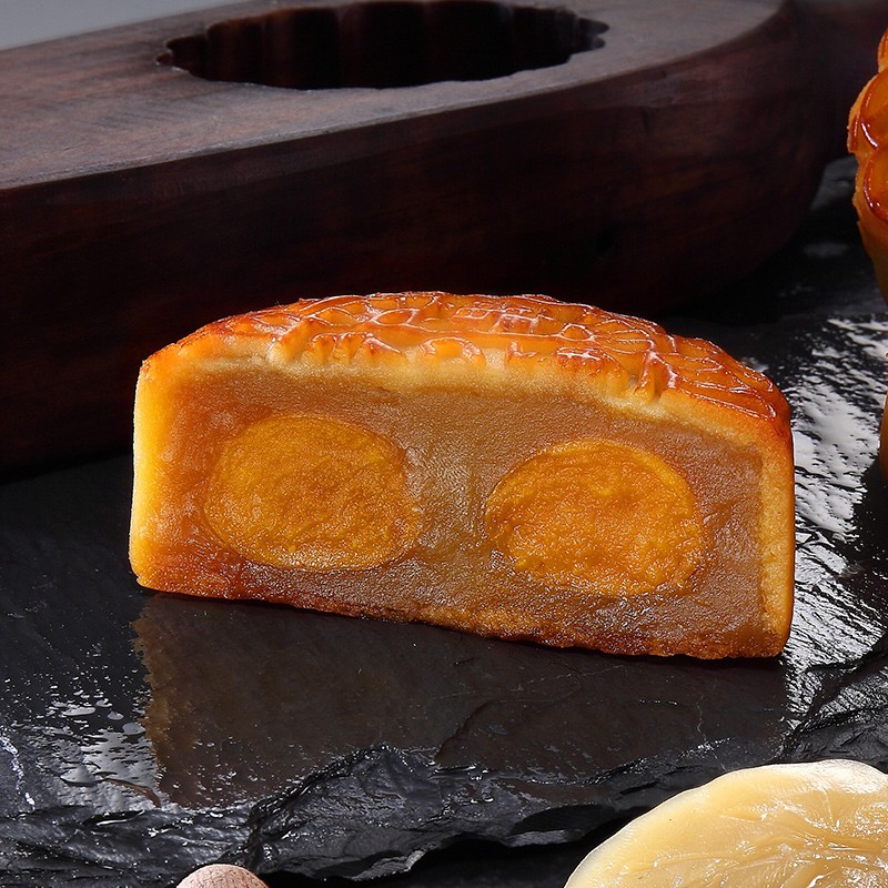 月饼广州酒家双黄纯白莲蓉750g广式礼盒中秋月饼